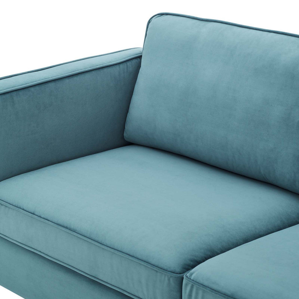 Sofa, Velvet, Blue, Modern, Living Lounge Room Hotel Lobby Hospitality