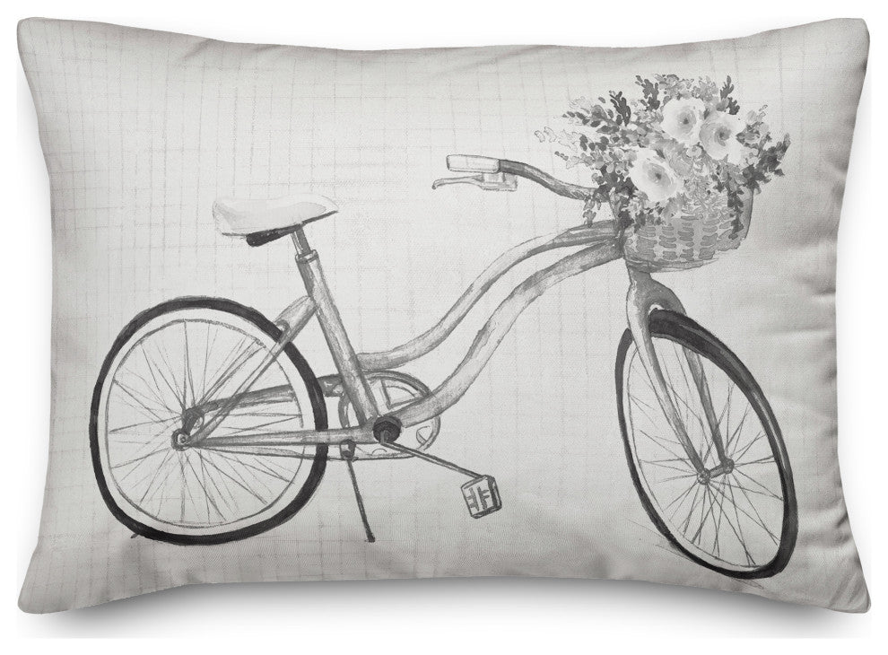 Floral Gray Bike 14"x20" Spun Poly Pillow