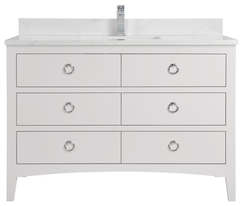 Legion Furniture WS2518 Series Bathroom Sink Vanity, White, 48", Artificial Stone Top, Single Sink