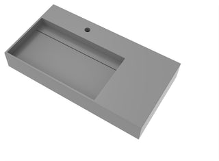 CastelloUSA Juniper Wall Mounted Countertop Concealed Drain Basin Sink, Gray, 36", Left Basin, Standard