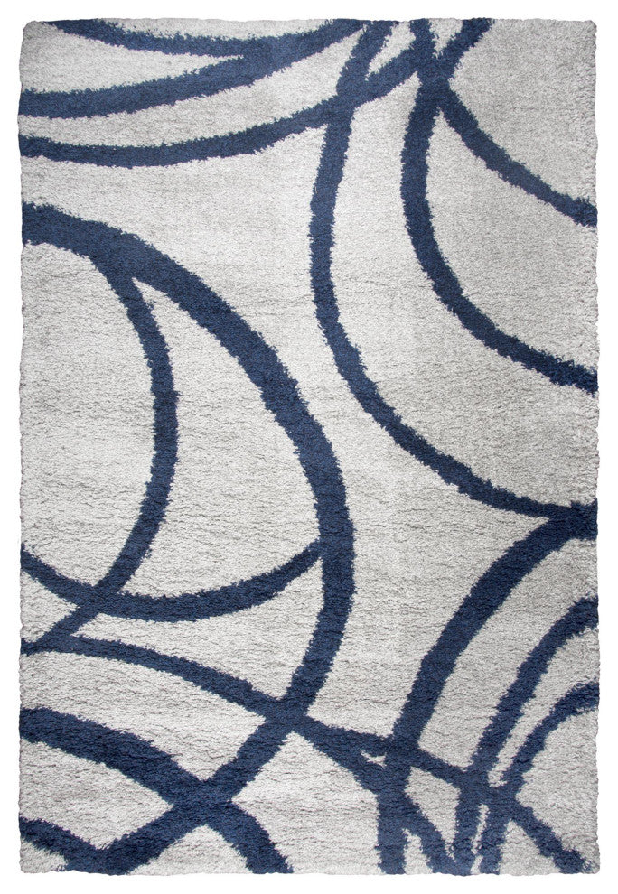 Rizzy Home AN703A Adana Cream/Navy Shag 5'3x7'3 Area Rug Gray