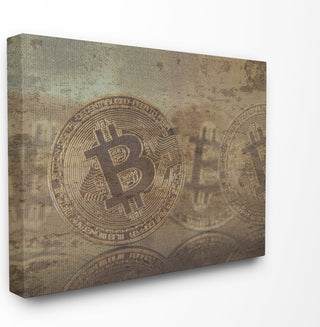 Bitcoin Faded and Distressed Stretched Canvas Wall Art, 16x20
