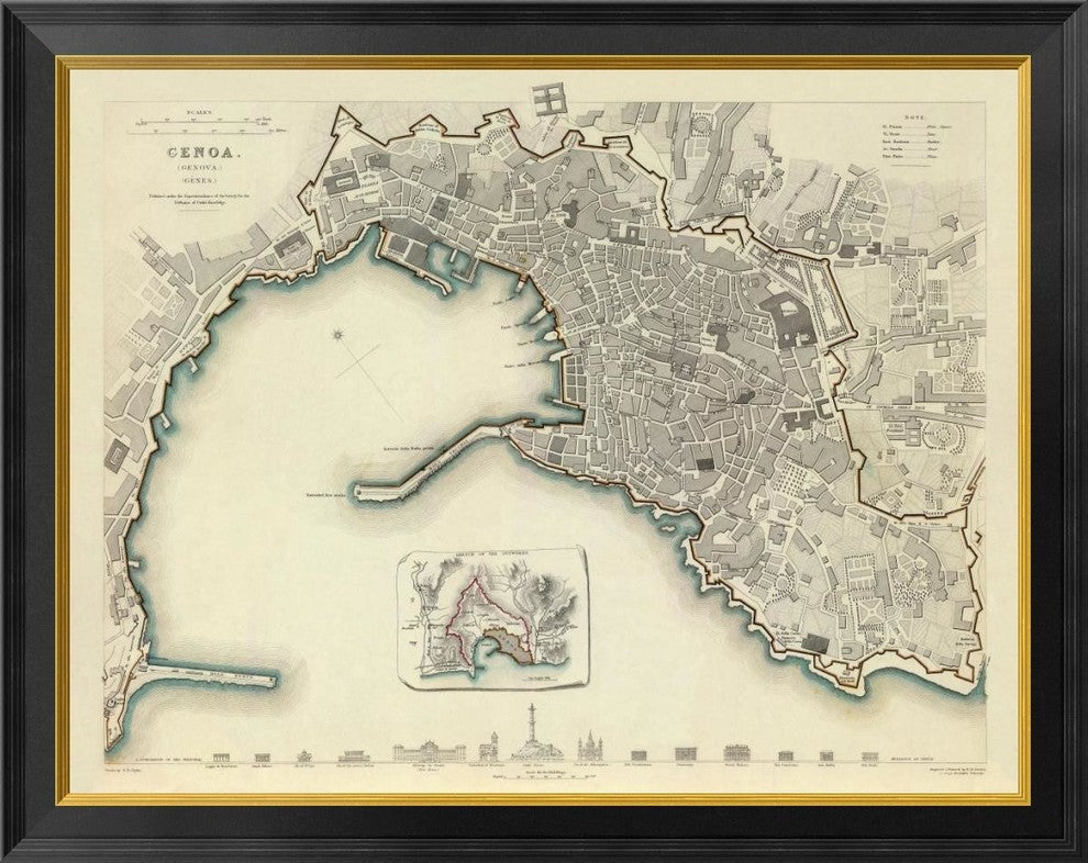 "Genoa, Italy, 1836"  by Society for the Diffusion of Useful Knowledge, 34x27"