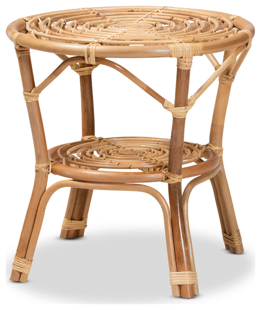 Cariel Modern Bohemian Natural Brown Rattan Coffee Table
