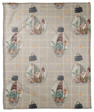Gray and White Check Gnome Globe Pattern 50x60 Coral Fleece Blanket