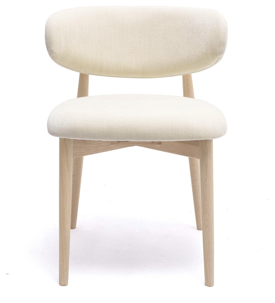 Zinea Performance Textured Velvet Dining Chair, Cream
