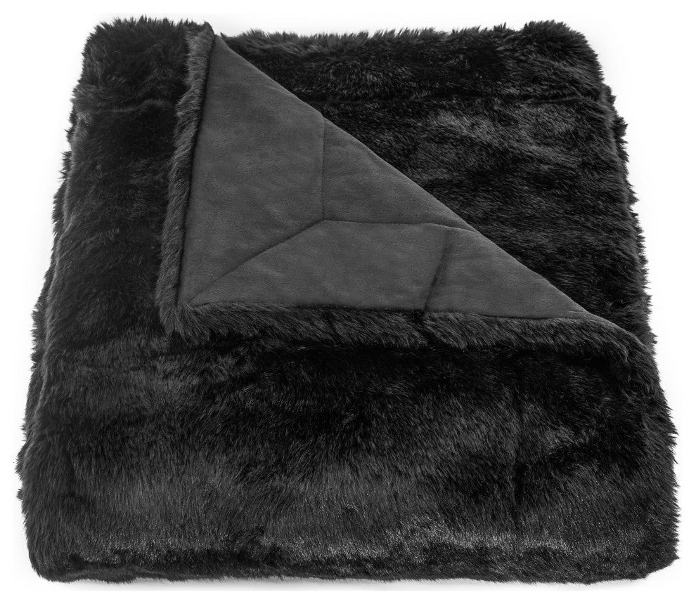 HiEnd Accents Oversized Arctic Bear Throw Blanket, 50"x80", Black