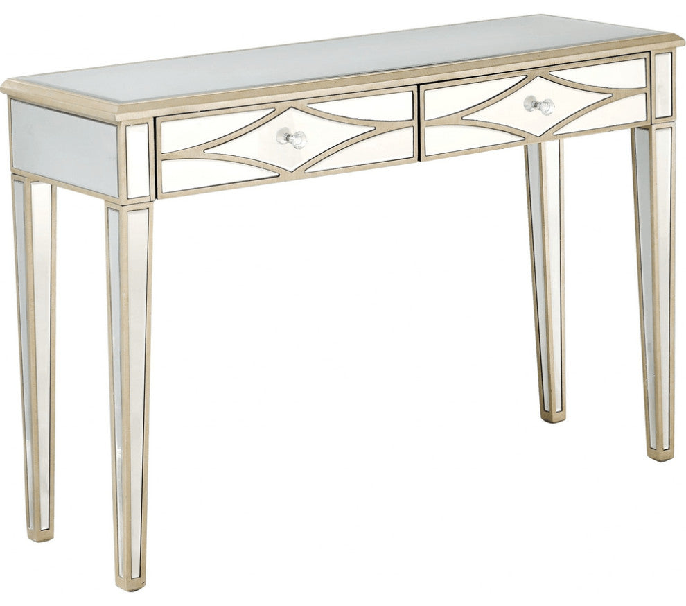 Champagne Finish Console Mirror Table