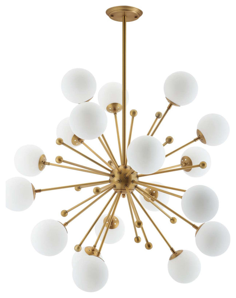 Constellation White Glass and Brass Pendant Chandelier