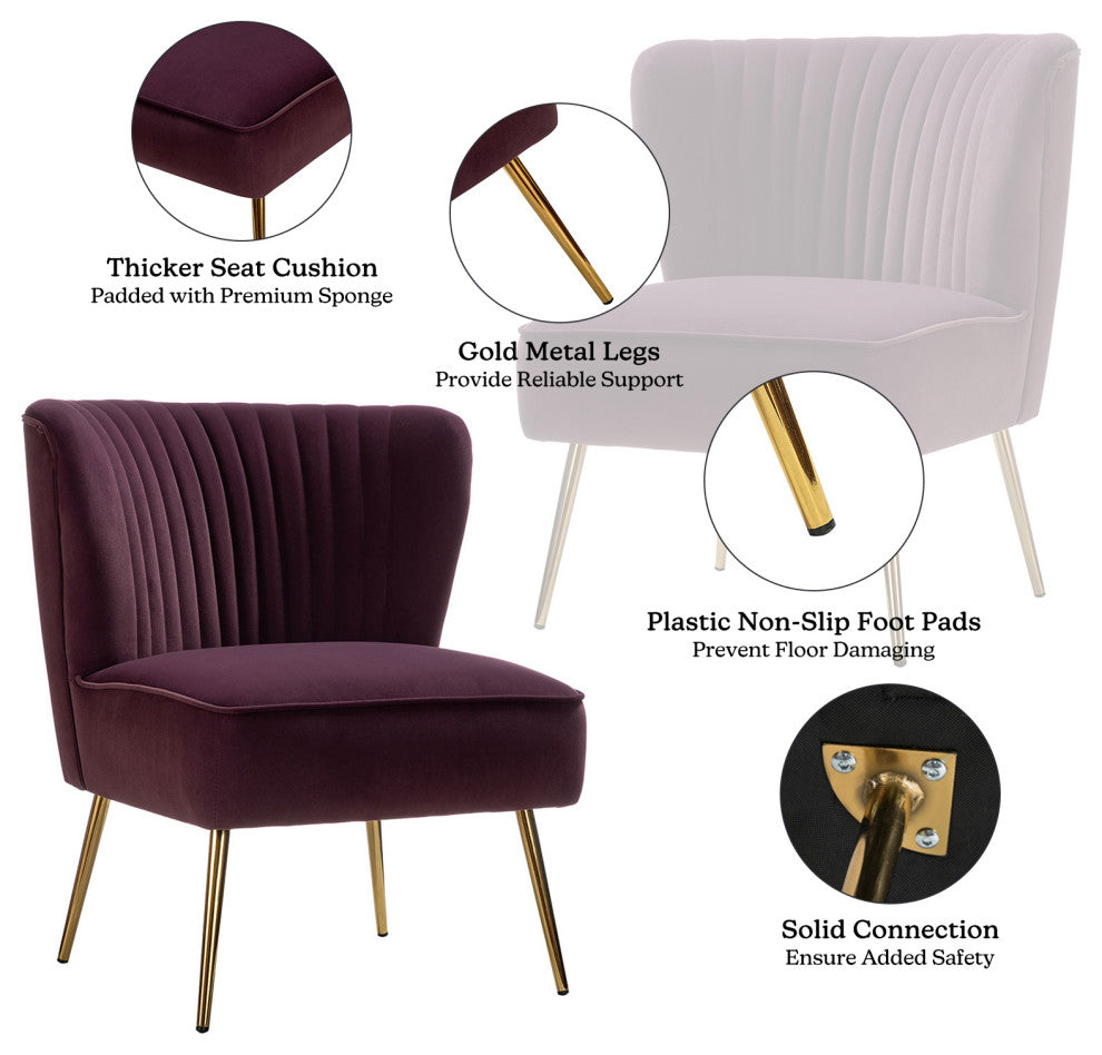 Velvet Accent Dining Chair, Purple