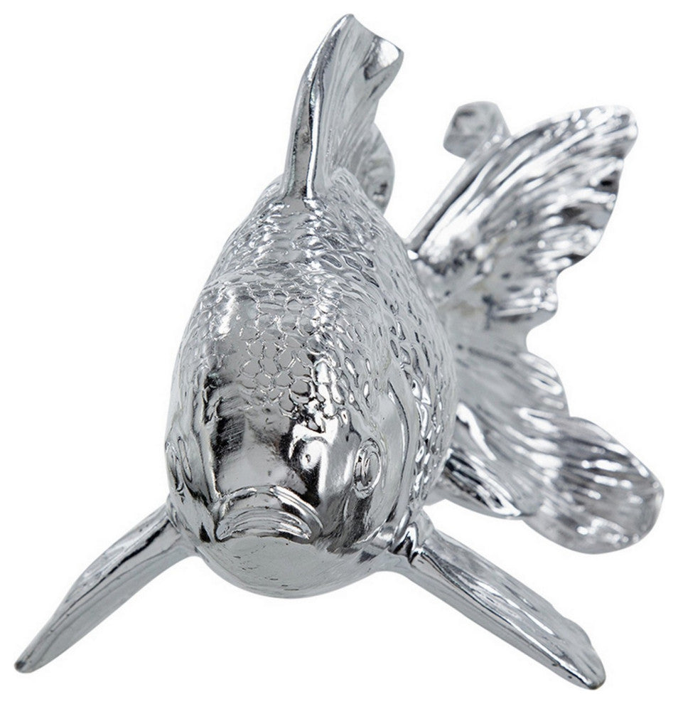 Benzara BM284981 Don 10" Goldfish Accent Figurine, Tabletop Decor, Chrome
