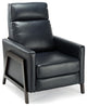 Bowery Hill Mid-Century Push Back Faux Leather Recliner in Midnight Blue