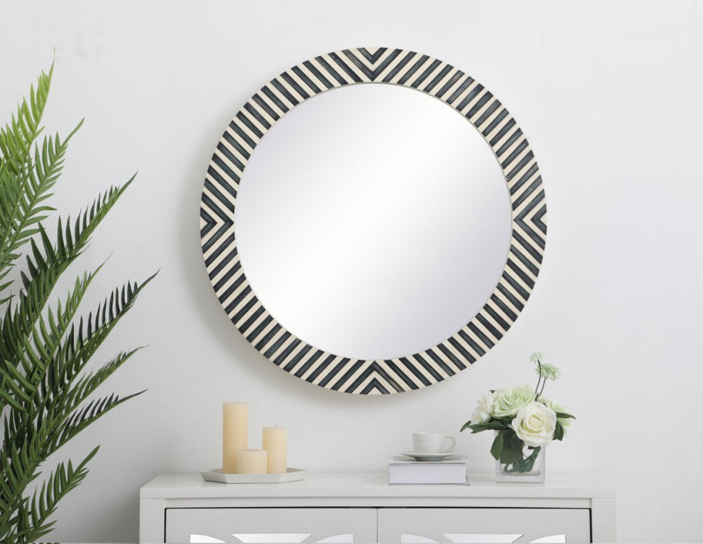 Otto Round Mirror, 28", Chevron