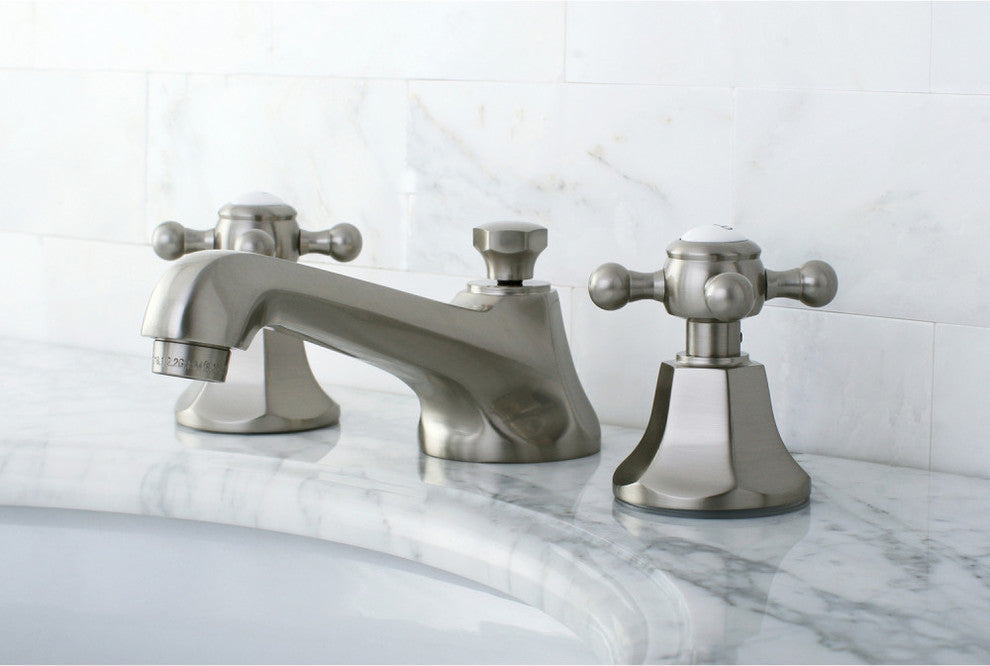 Kingston Brass Widespread Bathroom Faucet With Brass Pop-Up, Brushed Nickel