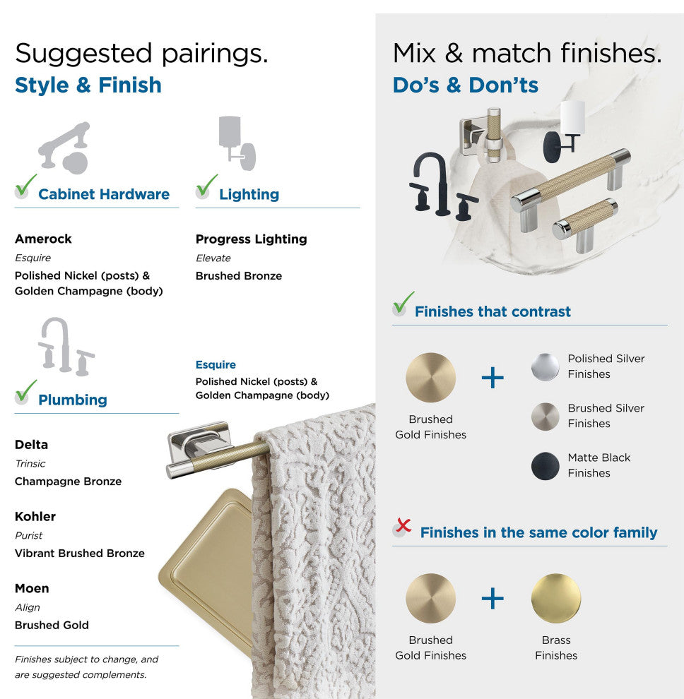 Esquire Contemporary Single Robe Hook, Polished Nickel/Golden Champagne