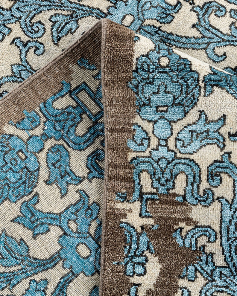 Ikat One-of-a-Kind Hand-Knotted Area Rug Ivory, 9' 2" x 12' 1"