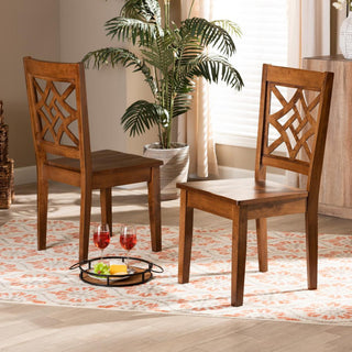 Walnut Brown Finished Wood 2-Piece Dining Chair Set