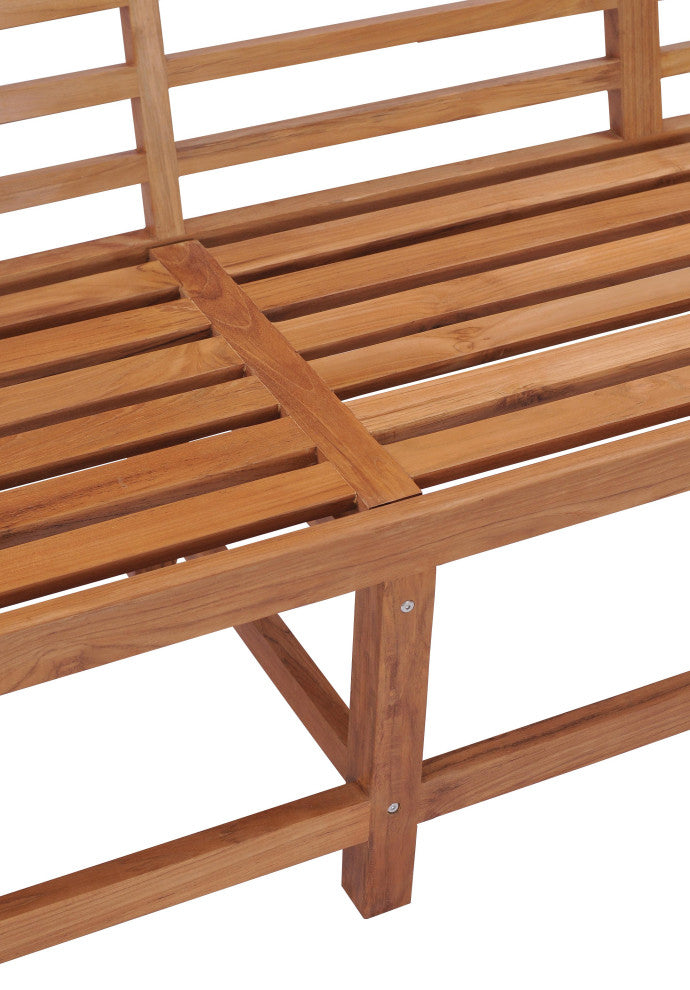 Teak Wood Lutyens Quadruple Outdoor Patio Bench, 8 Foot