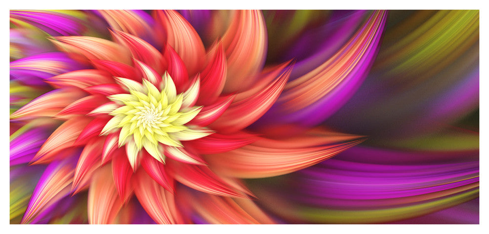 Large Red Purple Alien Flower, Large Floral Canvas Art Print, 60"x28"
