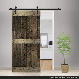 Stained Solid Pine Wood Sliding Barn Door, Espresso, 42"x84", Mid-Bar