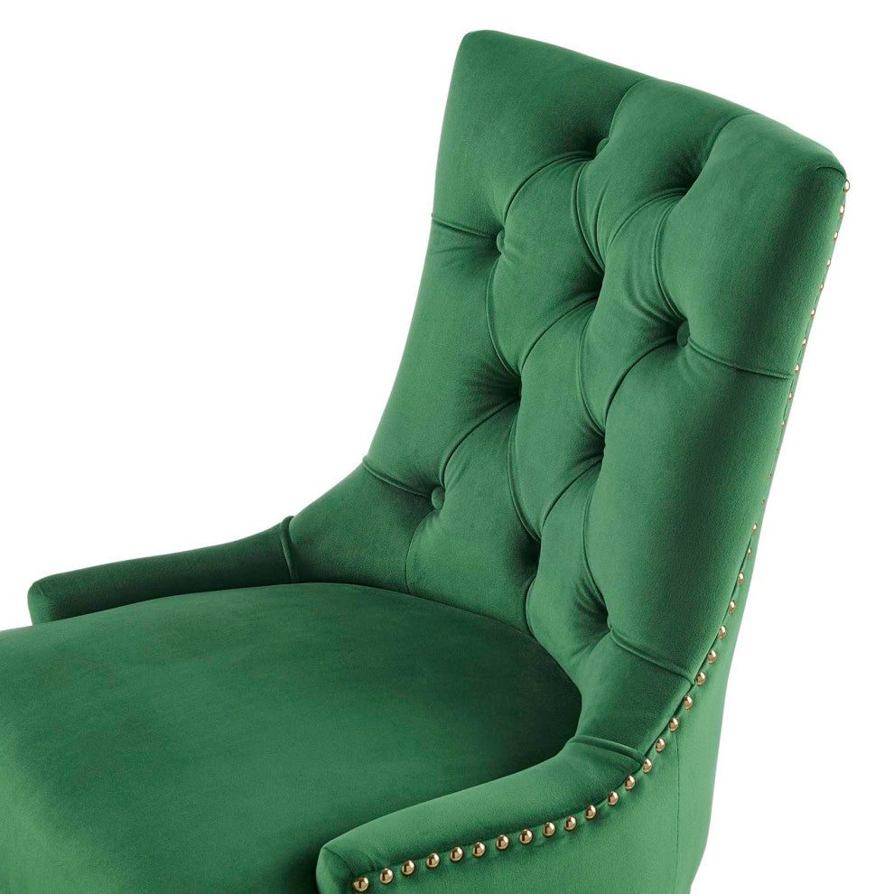 Computer Work Desk Tufted Chair, Velvet, Gold Green, Home Business Office