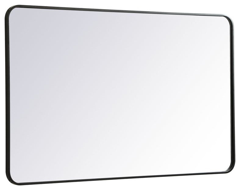Ellis Soft Corner Metal Rectangular Mirror, Black, 30"x48"