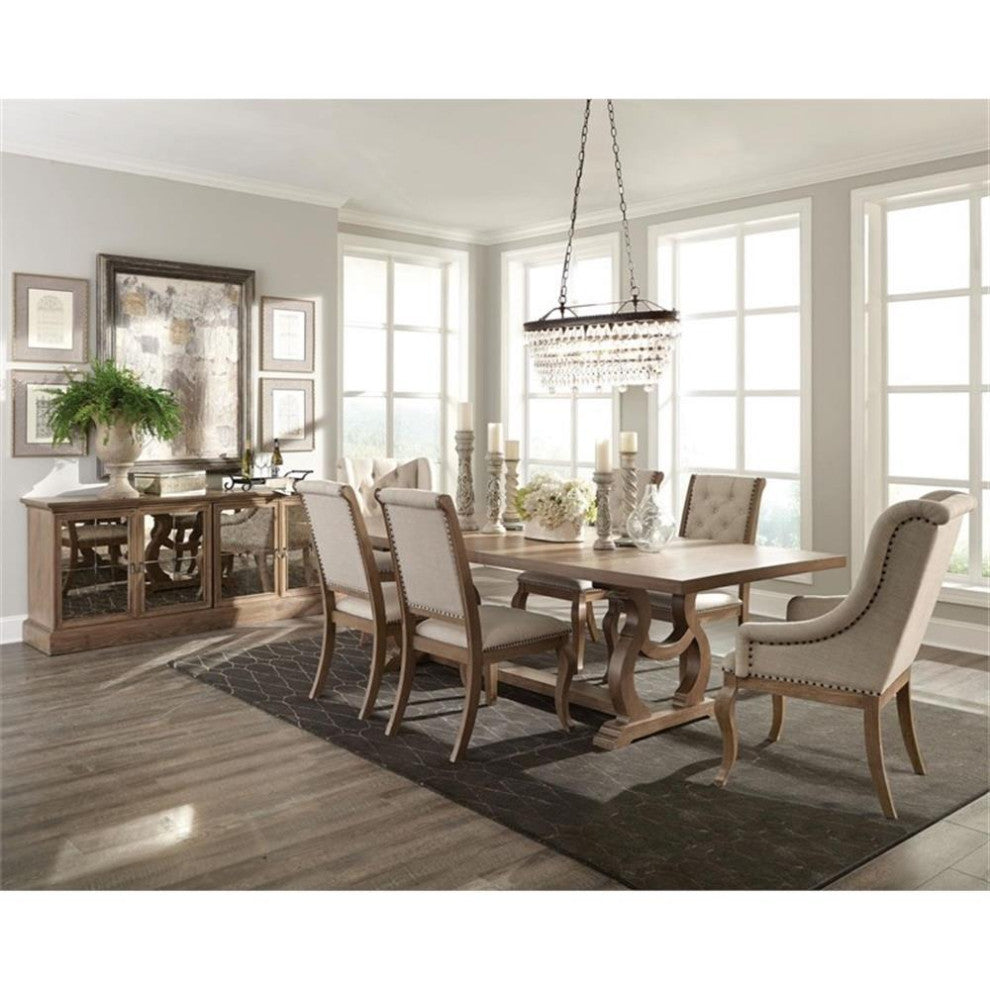 Coaster Brockway Fabric Tufted Side Chairs in Cream and Barley Brown