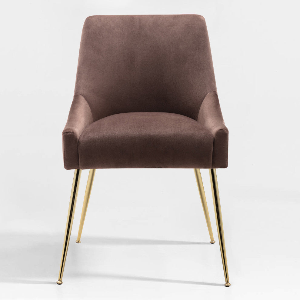 WestinTrends Upholstered Velvet Glam Accent Chair w/ Gold Metal Legs, Coffee
