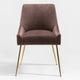 WestinTrends Upholstered Velvet Glam Accent Chair w/ Gold Metal Legs, Coffee