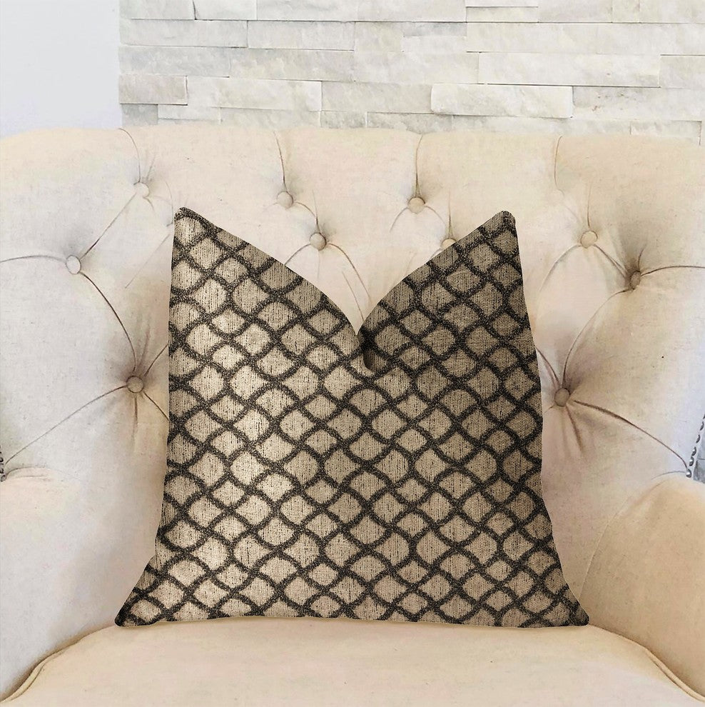 Galactic Ringlet Brown and Beige Luxury Throw Pillow, 16"x16"