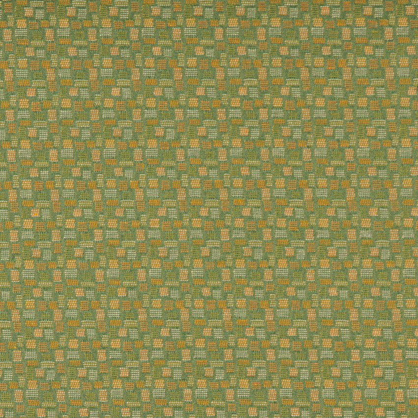Orange and Green Geometric Rectangles Durable Upholstery Fabric By The Yard