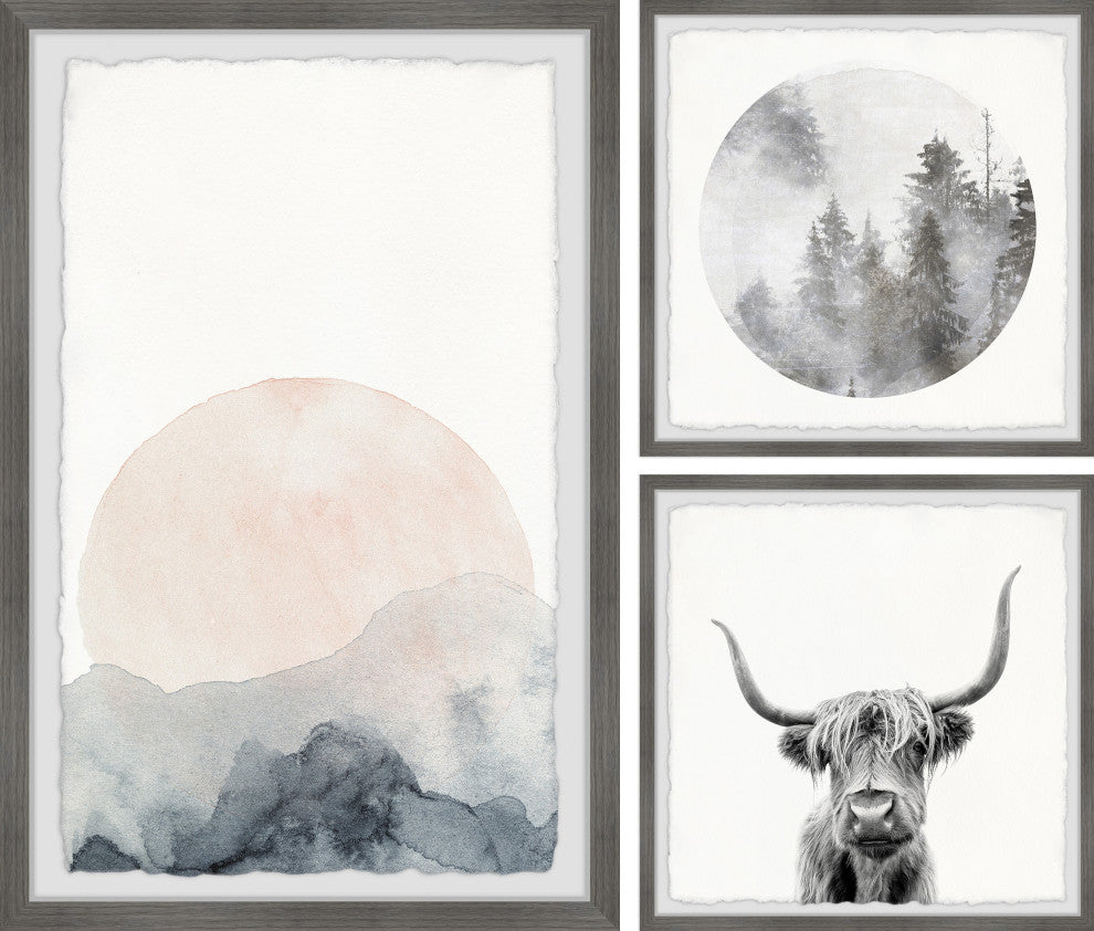 Moonrise Over the Clouds Triptych, 3-Piece Set