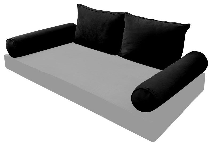 STYLE V1 Twin Velvet Pipe Trim Indoor Daybed Bolster Pillow |COVER ONLY| AD374