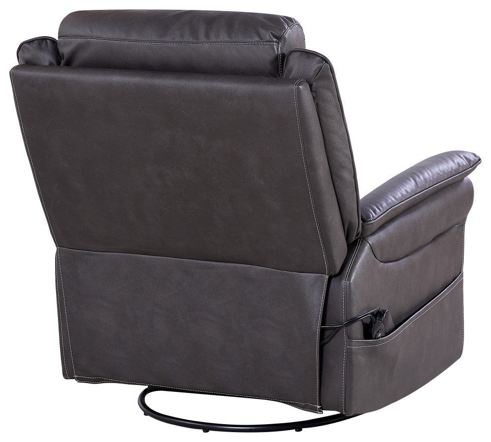 GDF Studio OKIN Motor Power Swivel Rocker Recliner With Massage & Heating, Gray