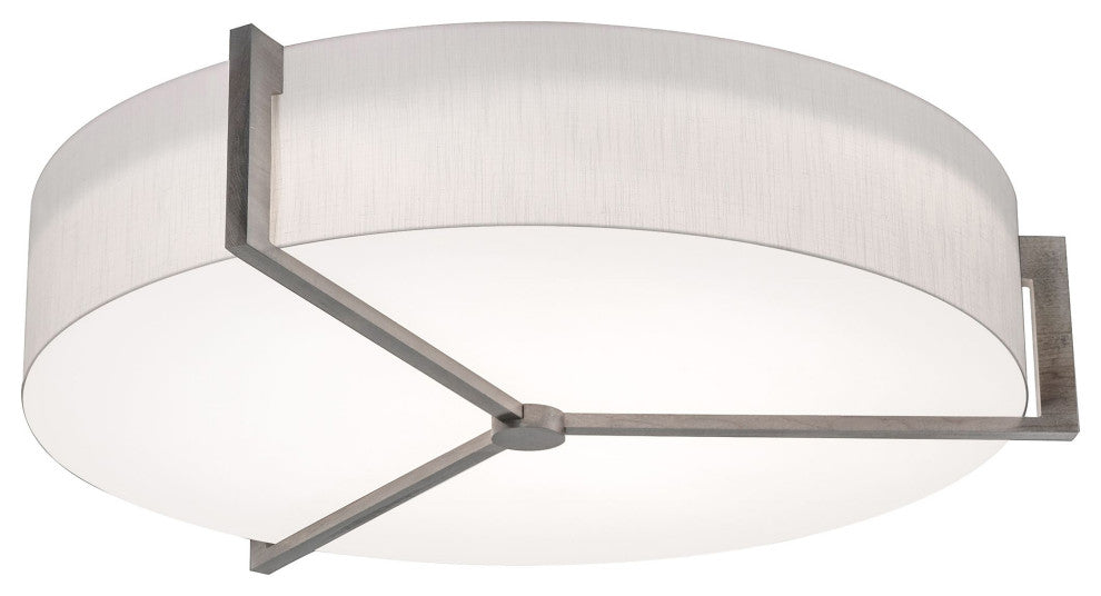 Apex 33" LED Flush Mount, Weathered Gray Finish, Linen White Shade