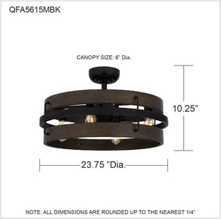 Quoizel QFA5615 24 Inch Indoor Fandelier - Matte Black