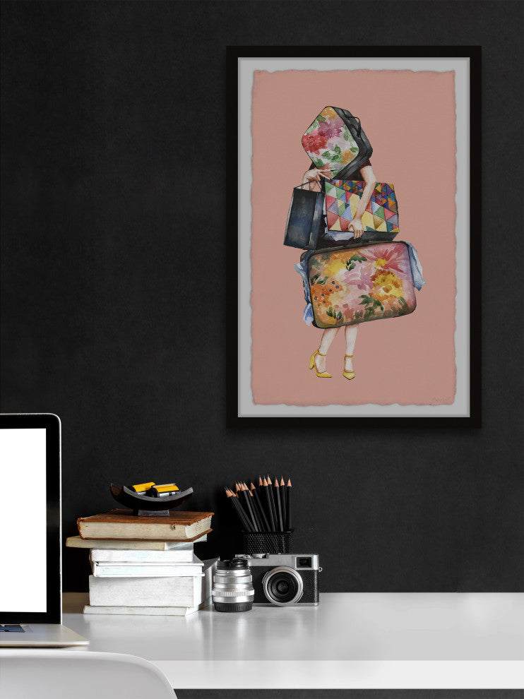 "Hand Carried Luggage" Framed Painting Print, 12x18