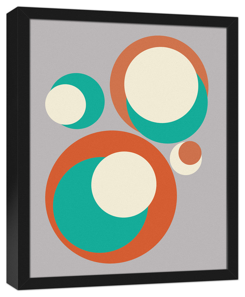 Retro Circles 16x20 Black Framed Canvas