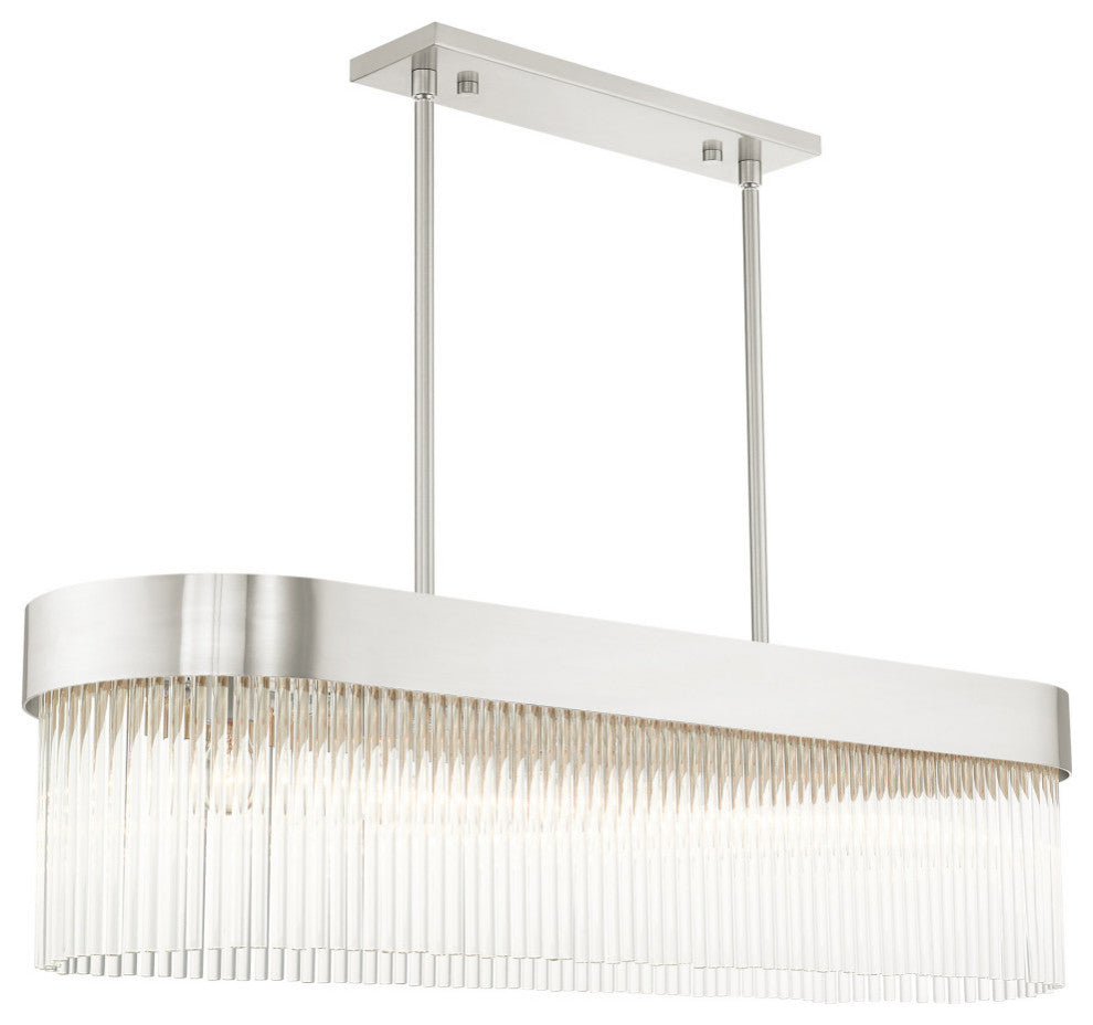 Livex Lighting Norwich 6 Light Brushed Nickel Linear Chandelier