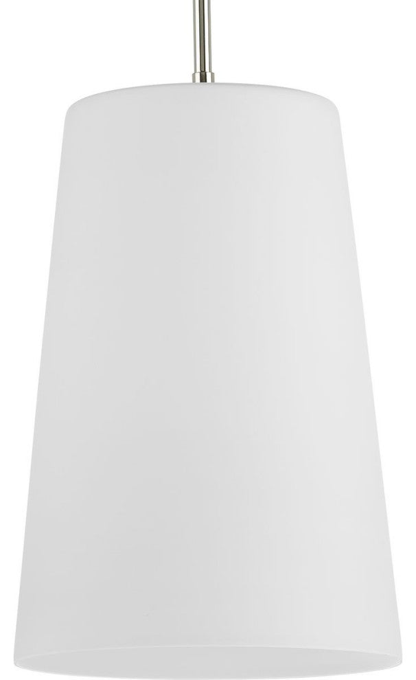 Clarion Collection One-Light Polished Nickel Etched White Transitional Pendant