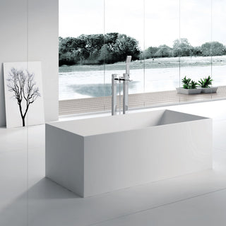 ADM Rectangular Freestanding Bathtub, Glossy White, 66.9"