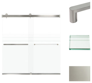 Transolid Brianna 60" W x 62" H Frameless Sliding Shower Door, Brushed Stainless