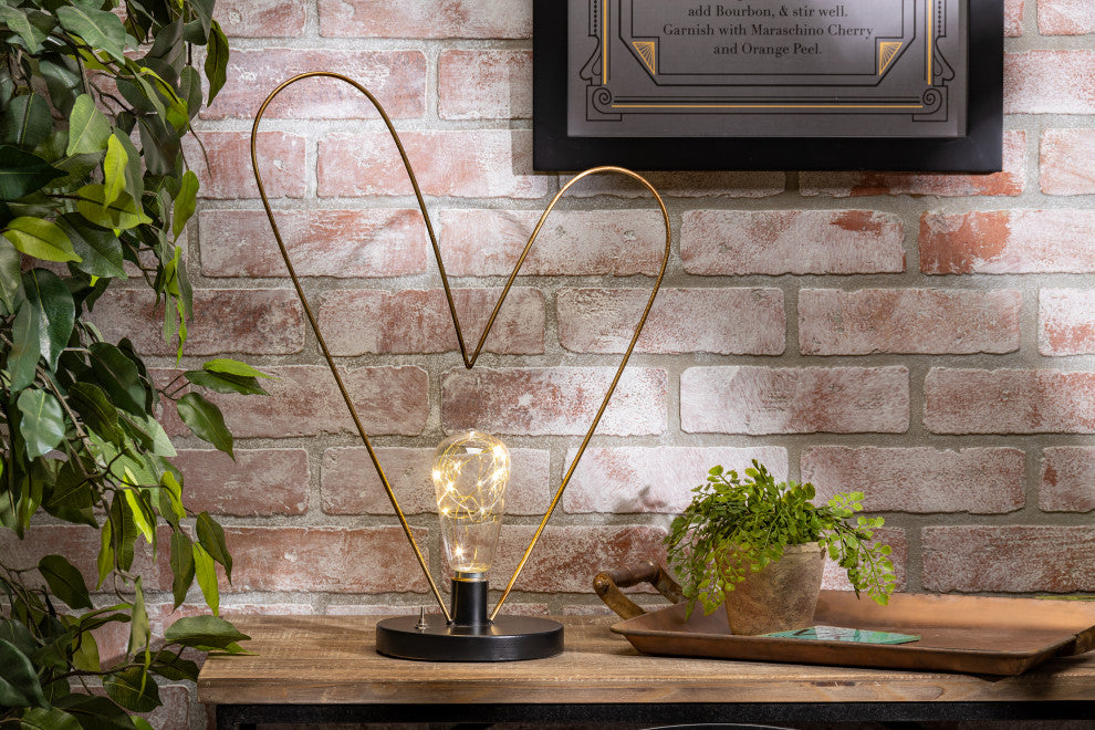 18.11" Metal Tabletop Heart, LED Light String Bulb