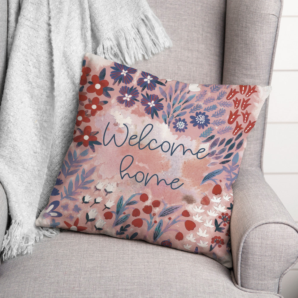 Welcome Home Floral 18x18 Spun Poly Pillow
