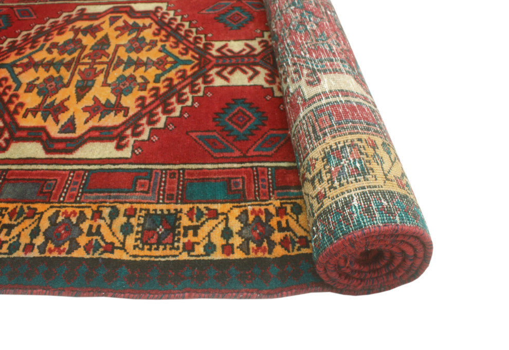 Fine Vintage Distressed Anayatul Red/Gold Runner, 3'5x10'11