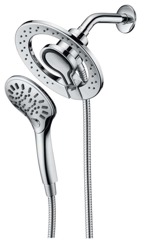 Valkrie 3-Spray Dual Wall Mount Fixed and Handheld Shower Head, Polished Chrome