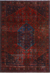 Semi Antique Krishma Red/Navy Rug, 4'5x6'4