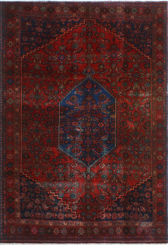 Semi Antique Krishma Red/Navy Rug, 4'5x6'4