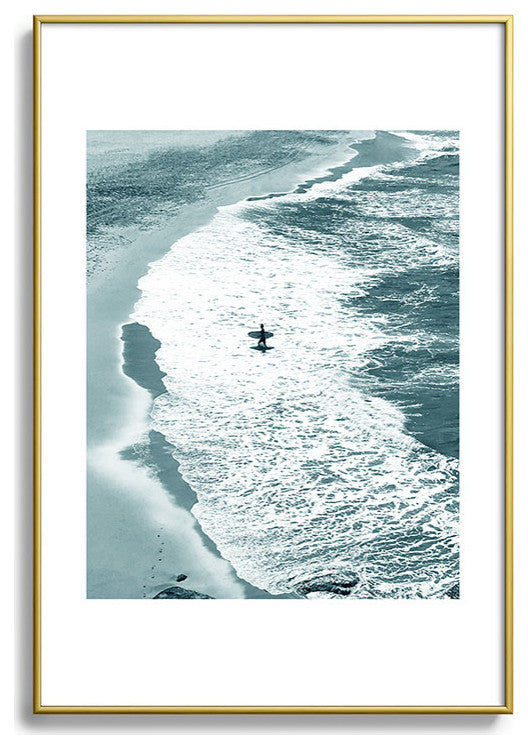 Gale Switzer Lone surfer slate Metal Framed Art Print