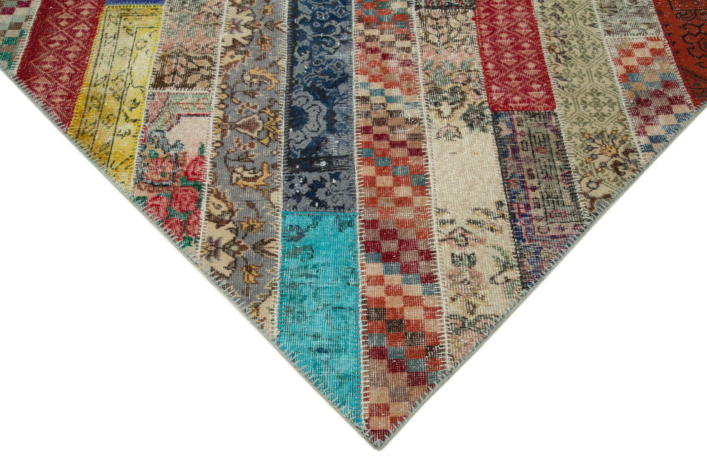 Rug N Carpet - Hand-Knotted Turkish 6' 8" x 10' 1" Unique Patchwork Area Rug